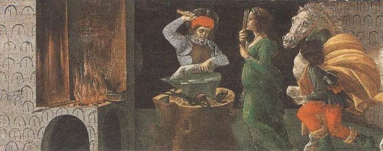 Sandro Botticelli St Eligius shoeing the detached leg of a horse Sweden oil painting art